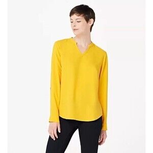 Elizabeth & Clarke Woven Top Roll Cuff StainTech Marigold Yellow NWOT Size 6